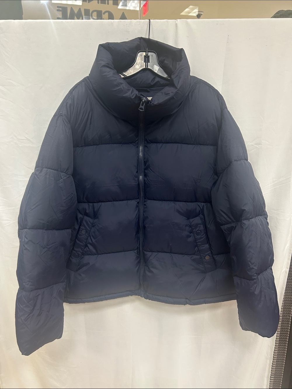 Hudson Jeans Navy High-Collar Quilted Puffer Jacket - Picture 3 of 7